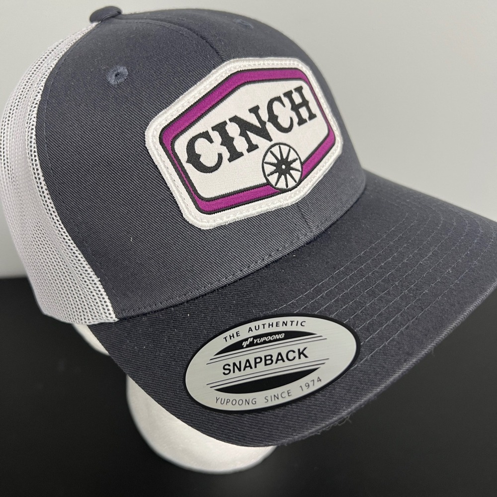 Cinch Mens Grey White Mesh Snapback Trucker Hat MCC0660644 GRY OSFA NEW